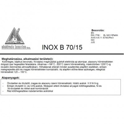 Elektróda INOX B 70/15 4.0 mm