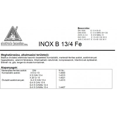 Elektróda INOX B 13/4 Fe 3.25 mm