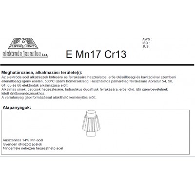 Elektróda E Mn 17 Cr13 3.25 mm