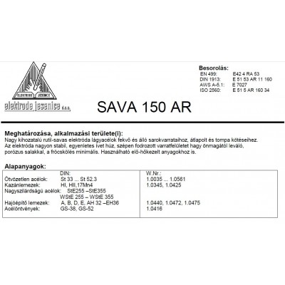 Elektroda SAVA 150 AR 4.00 mm