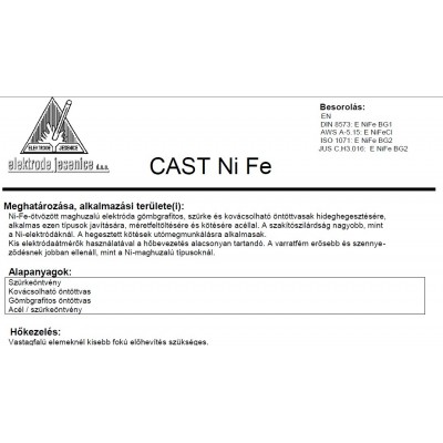 Elektroda CAST NI FE 2.5 mm 0,8 kg/ doboz
