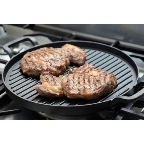 Grill lap 31cm  kerek 2 füllel, öntöttvas